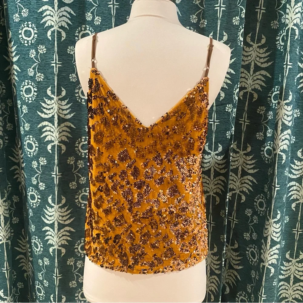 Anthropologie RO+DE Cami Tank Top Esther Sequin Velvet Animal Print Size XS - Picture 6 of 12